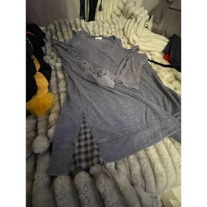 Maurices 2xl plus size cold shoulder blue pullover sweatshirt plaid stripedetail
